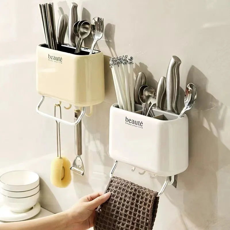 Organiser Cream Style Wall Mounted Chopstick Holder Kitchen