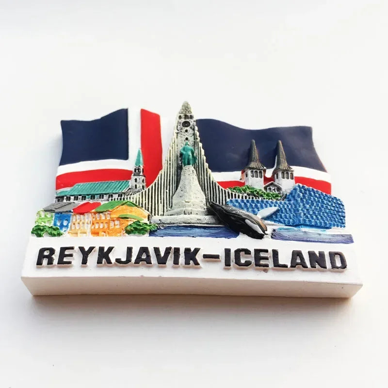 Iceland Tourism Souvenir Fridge Magnet  National Flag Landmark Fin Whale