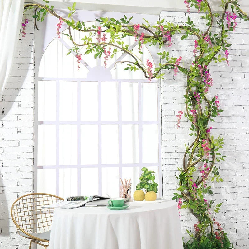 Wisteria Flowers Artificial Vine Fake Ivy Plants Garland for Wedding