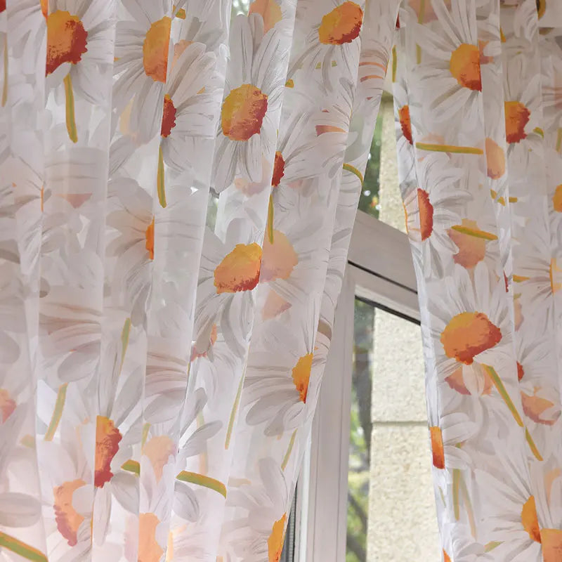 Modern Sun Floral Tulle Window Curtains for Living Room Bedroom Luxury