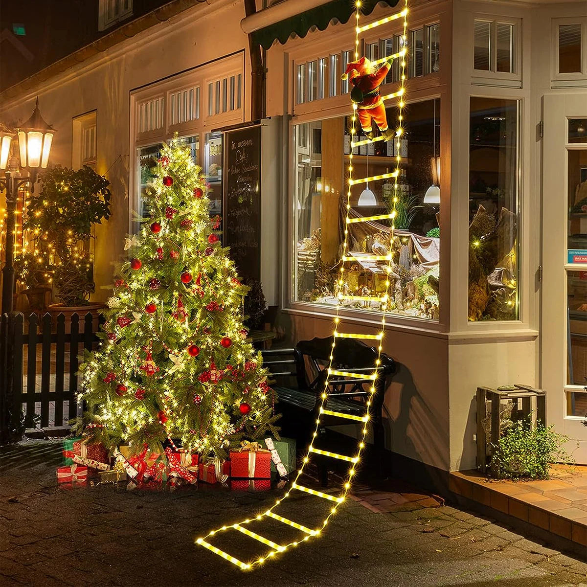 3M Santa Claus Climbing Ladder Warm Light 2023 Christmas Decoration