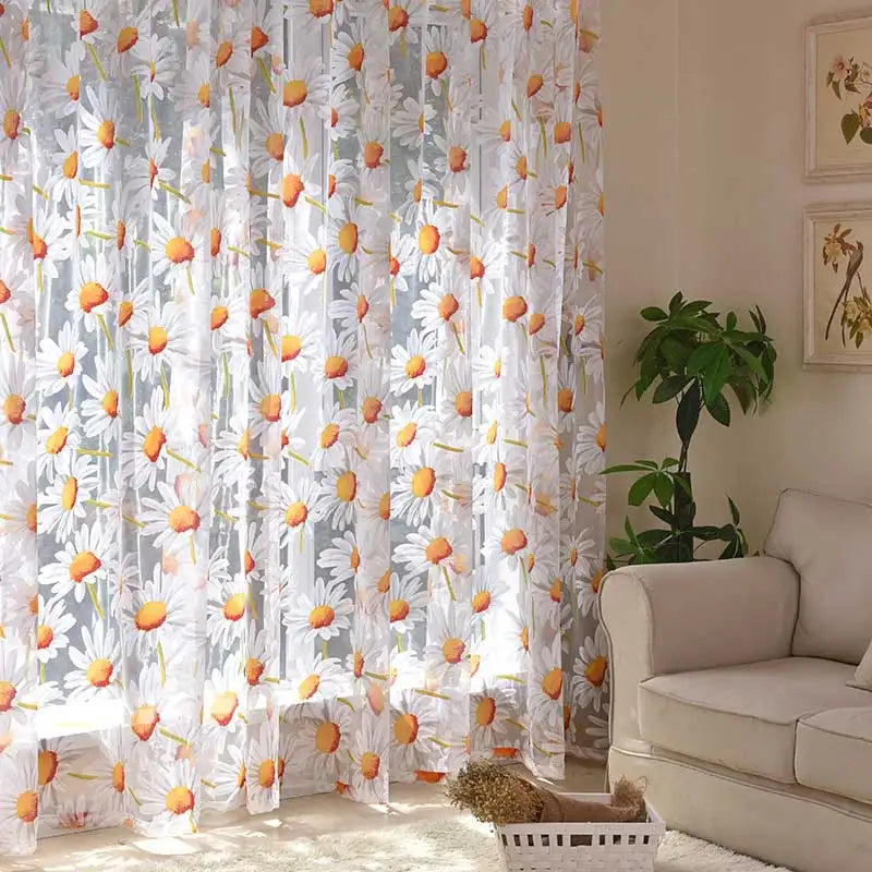 Modern Sun Floral Tulle Window Curtains for Living Room Bedroom Luxury