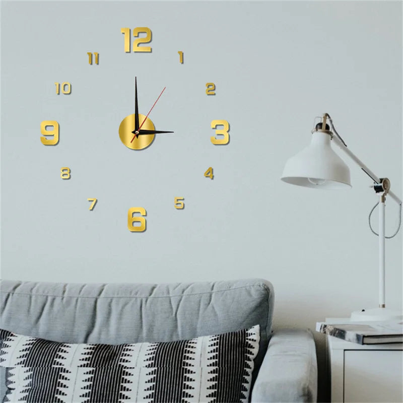 Horloge murale 3D moderne sans cadre