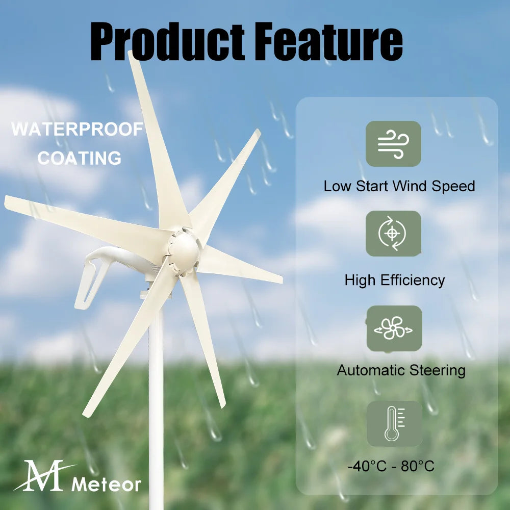 Wind Turbine Generator: 600W-1000W Camping Free Energy