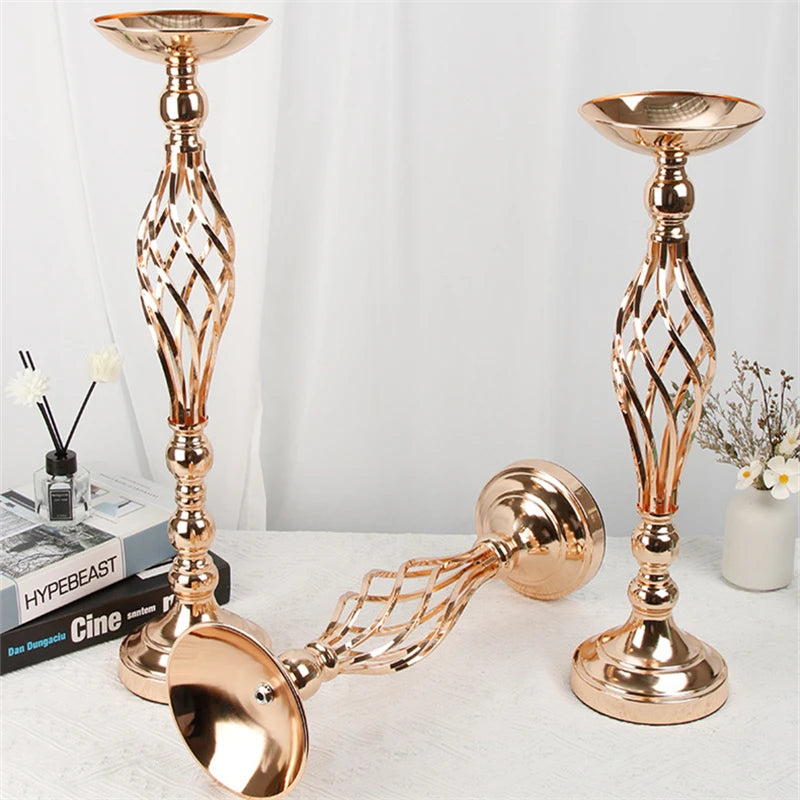 Flowers Metal Candle Holders Wedding Centerpiece Flowers Vases Flower Candlestick Table Metal Stand Valentine Party Decoration