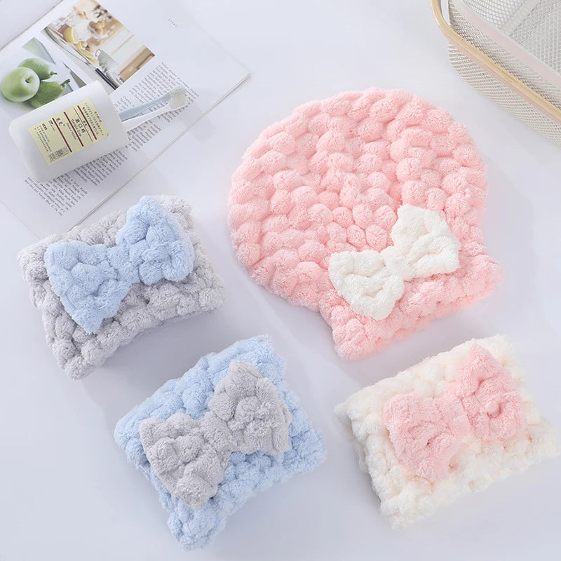 Magic Microfiber Hair Drying Towel Super Absorbent Hair Dry Wrap With Button Soft Bath Shower Cap Lady Turban Head