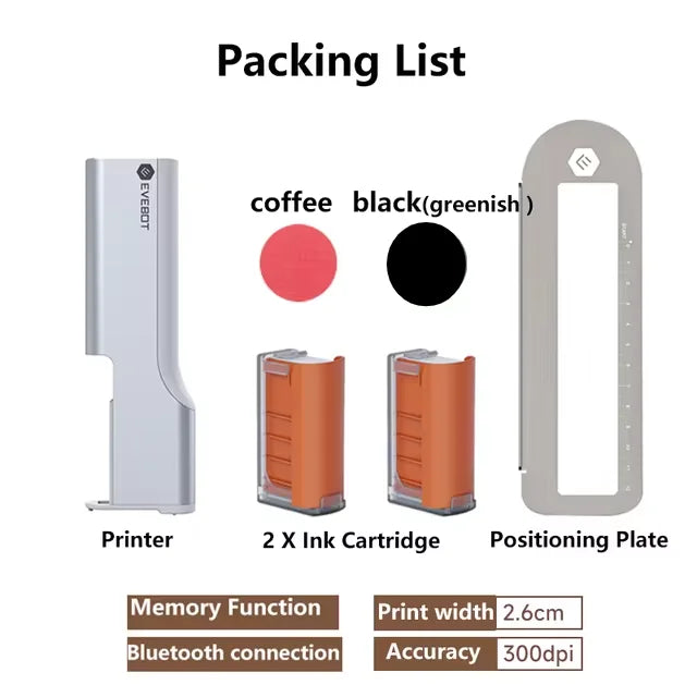 Portable Food Inkjet Printer EVEBOT Printpen Buletooth Wireless Handheld HD Printing Coffee Beer Bread for Cofe Hotel Restaurant