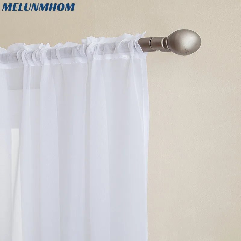 Europe Solid White Sheer Curtains for Kitchen Window Tulle Curtain for Living Room