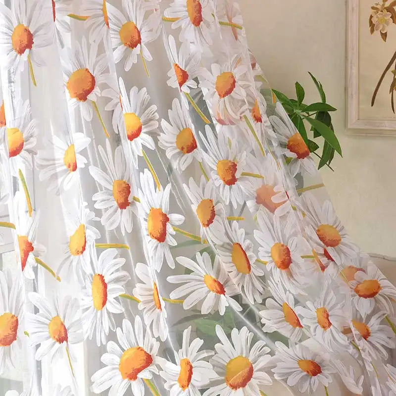 Modern Sun Floral Tulle Window Curtains for Living Room Bedroom Luxury