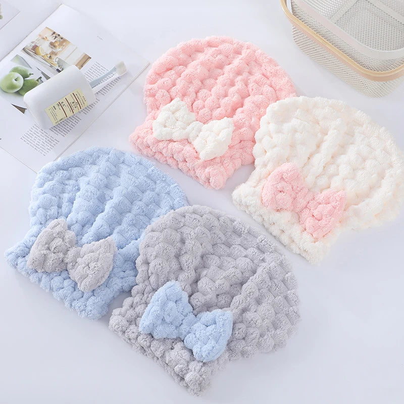 Magic Microfiber Hair Drying Towel Super Absorbent Hair Dry Wrap With Button Soft Bath Shower Cap Lady Turban Head