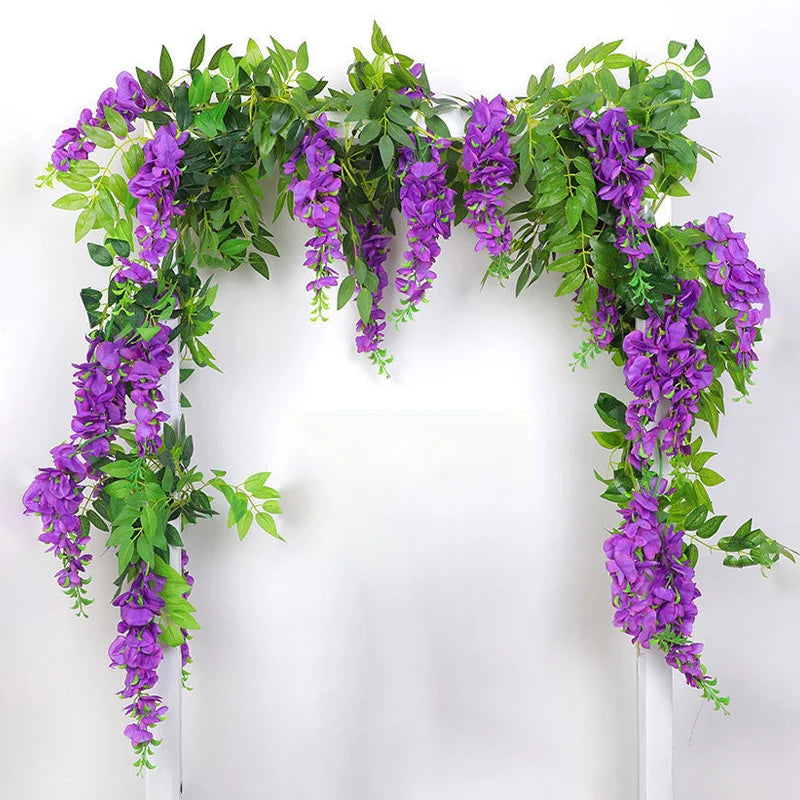 Wisteria Flowers Artificial Vine Fake Ivy Plants Garland for Wedding