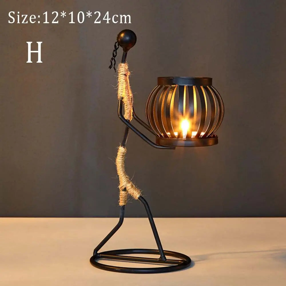 Nordic Metal Candlestick Abstract Character Sculpture Candle Holder Decor Handmade Figurines Home Decoration Art Gift