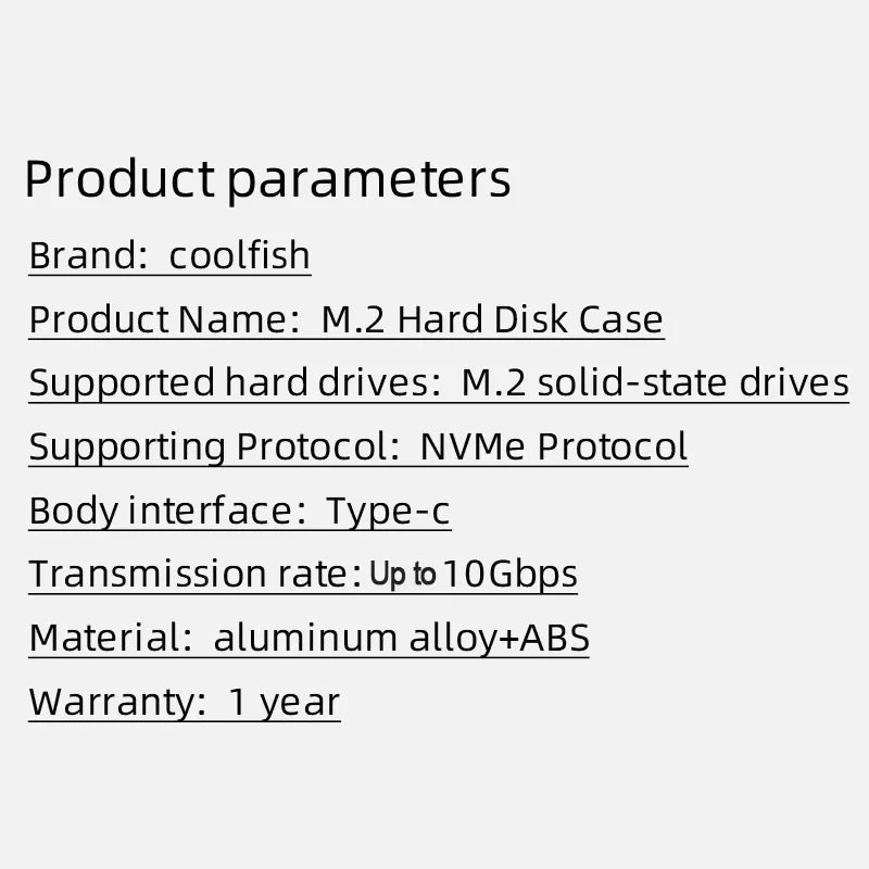 M2 SSD Case NVMe SATA Dual Protocol 10Gbps M.2 to USB Type C 3.2 Gen 2 Portable SATA NVMe External Enclosure SSD Box