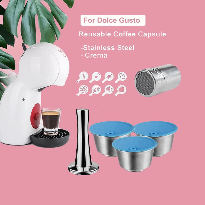 Refillable Stainless Steel Metal Reusable Dolce Gusto Capsule Silicone Cover For Dolce Gusto Cofee Machine Crema Coffee Maker