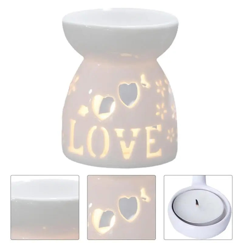 Wax Melt Essential Oil Burner Ceramic Candle Holder White Hollow Design Aromatherapy Tarts Assorted Wax Scented Candle Warmer