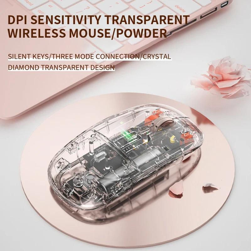 Xiaomi 2400DPI Bluetooth Wireless Mouse Full Transparent Cool Silent Dual Mode 2.4G500Ah Rechargeable Ergonomic Universal