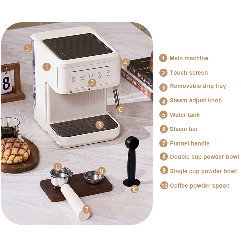 Multifunction Espresso Machine Automatic Milk Frother Foam Latte Steam 20bar Coffee Maker Extractor Cappuccino Brew Pot EU US UK