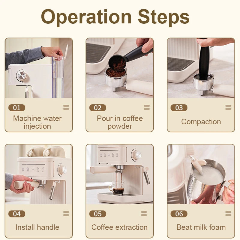 Multifunction Espresso Machine Automatic Milk Frother Foam Latte Steam 20bar Coffee Maker Extractor Cappuccino Brew Pot EU US UK