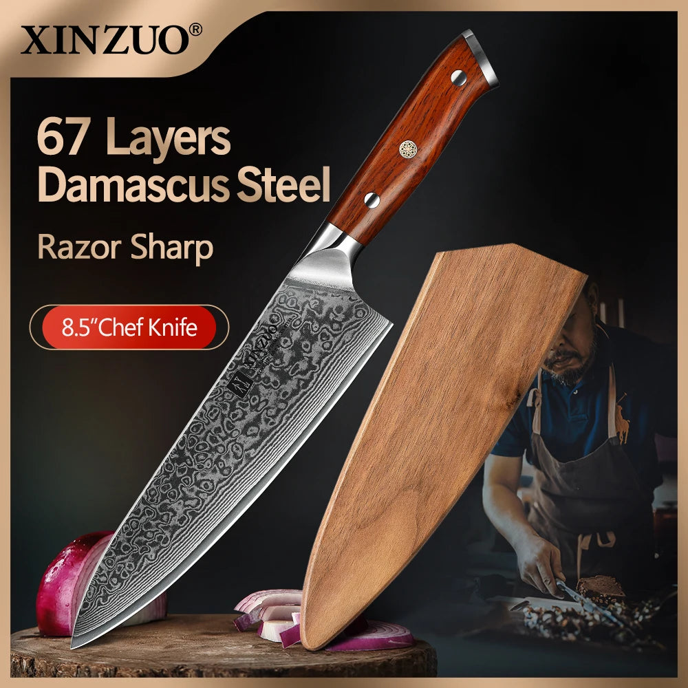 XINZUO 8.5 Inch Chef Knives High Carbon Chinese VG10 67 Layer