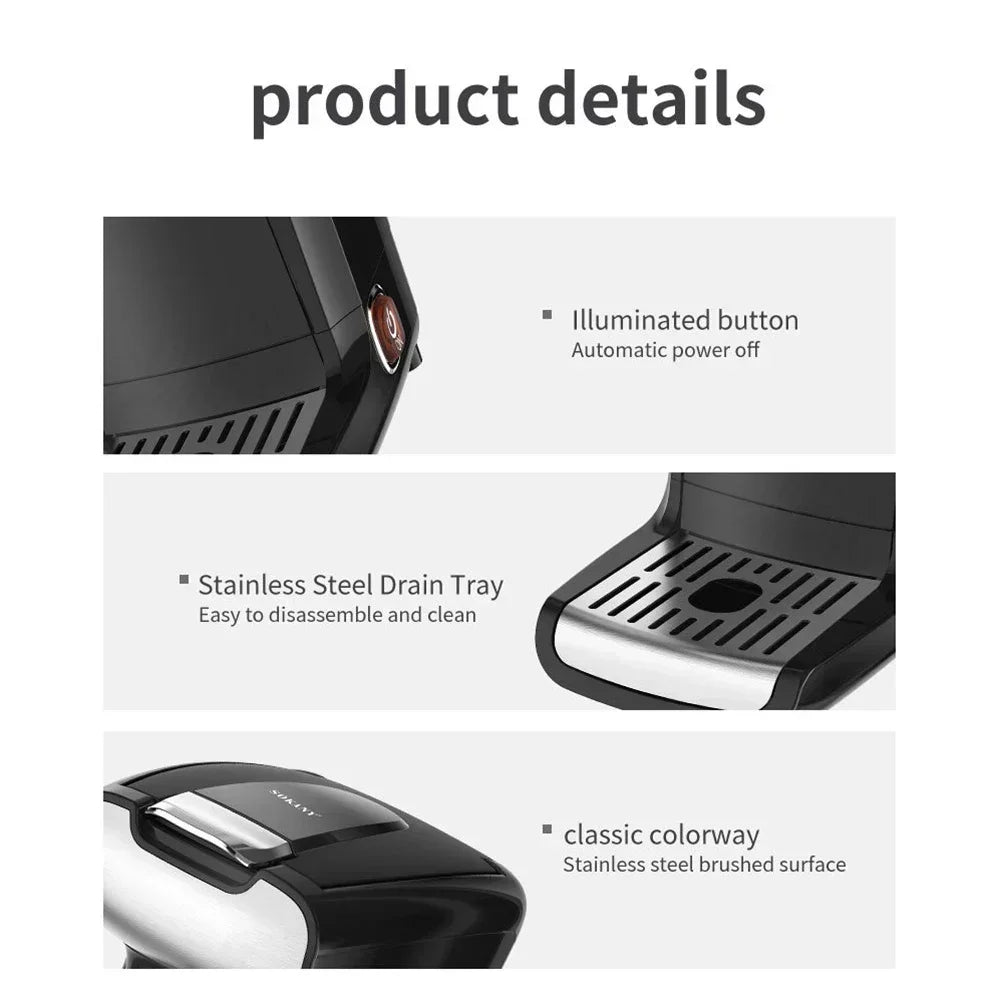 Electric Coffee Maker Stainless Steel Drain Pan Automatic Power Off Suitable for Home Office Use Espresso Capsule Mocha Coffee