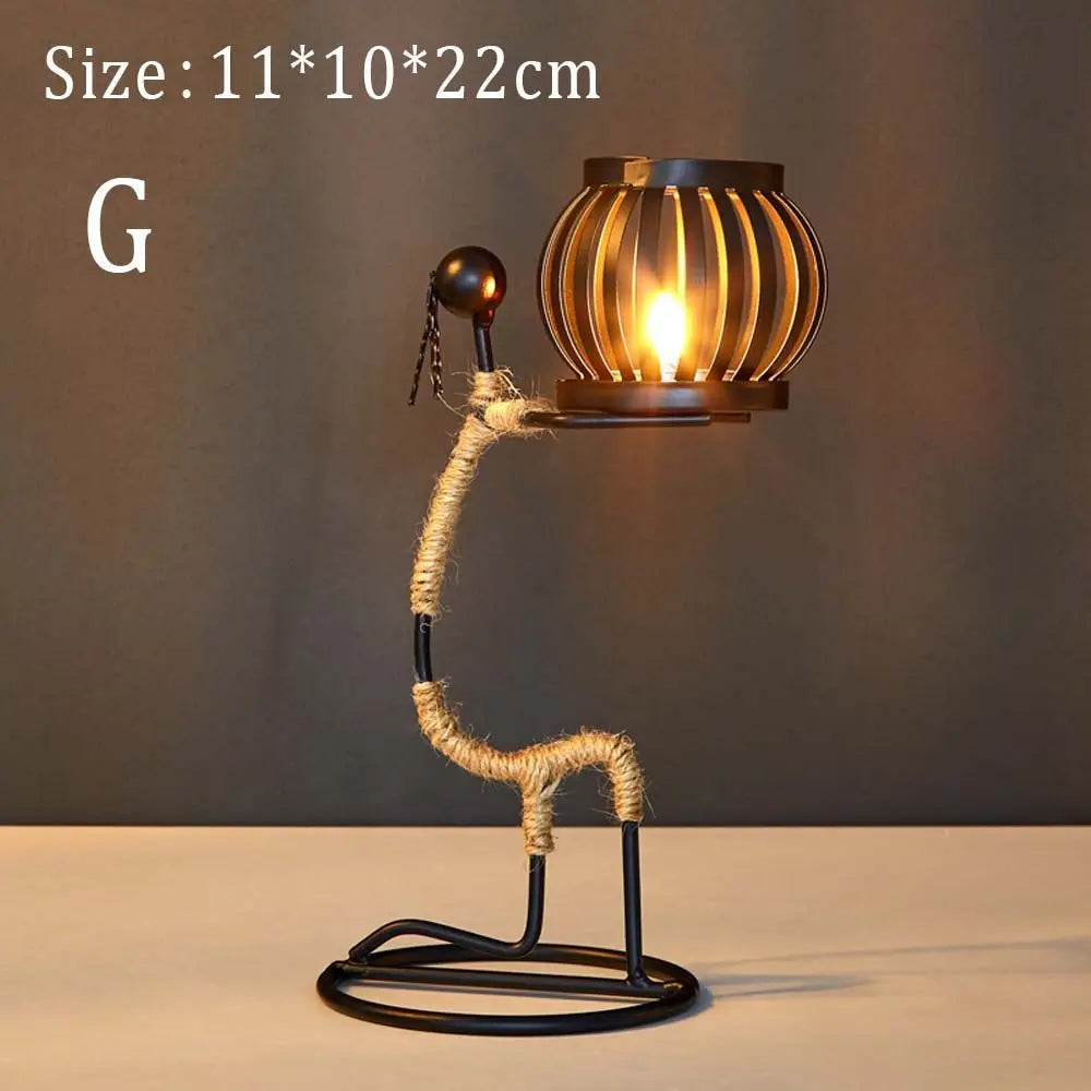 Nordic Metal Candlestick Abstract Character Sculpture Candle Holder Decor Handmade Figurines Home Decoration Art Gift