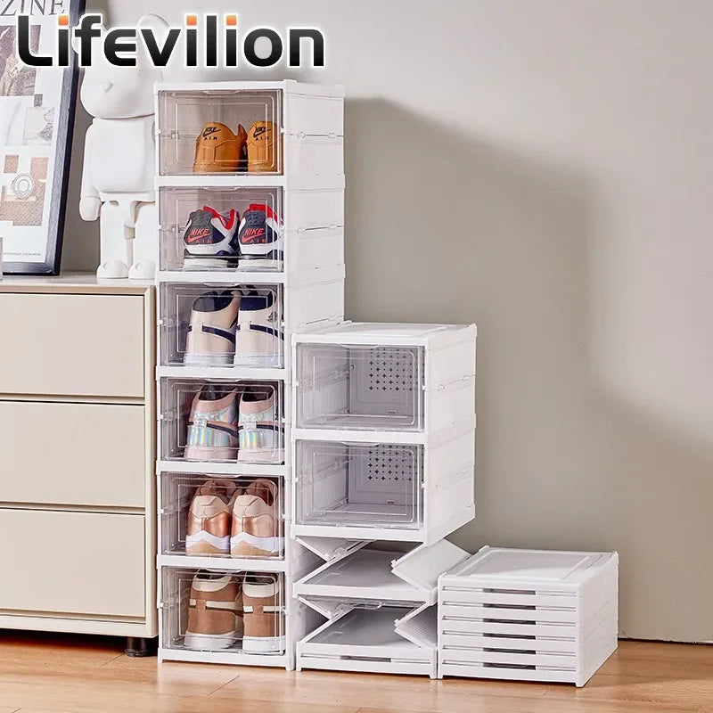 6 Layers Shoes Box Foldable Transparent Sneaker Shoe Storage Organizers