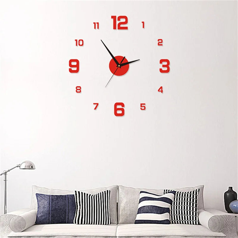 Horloge murale 3D moderne sans cadre