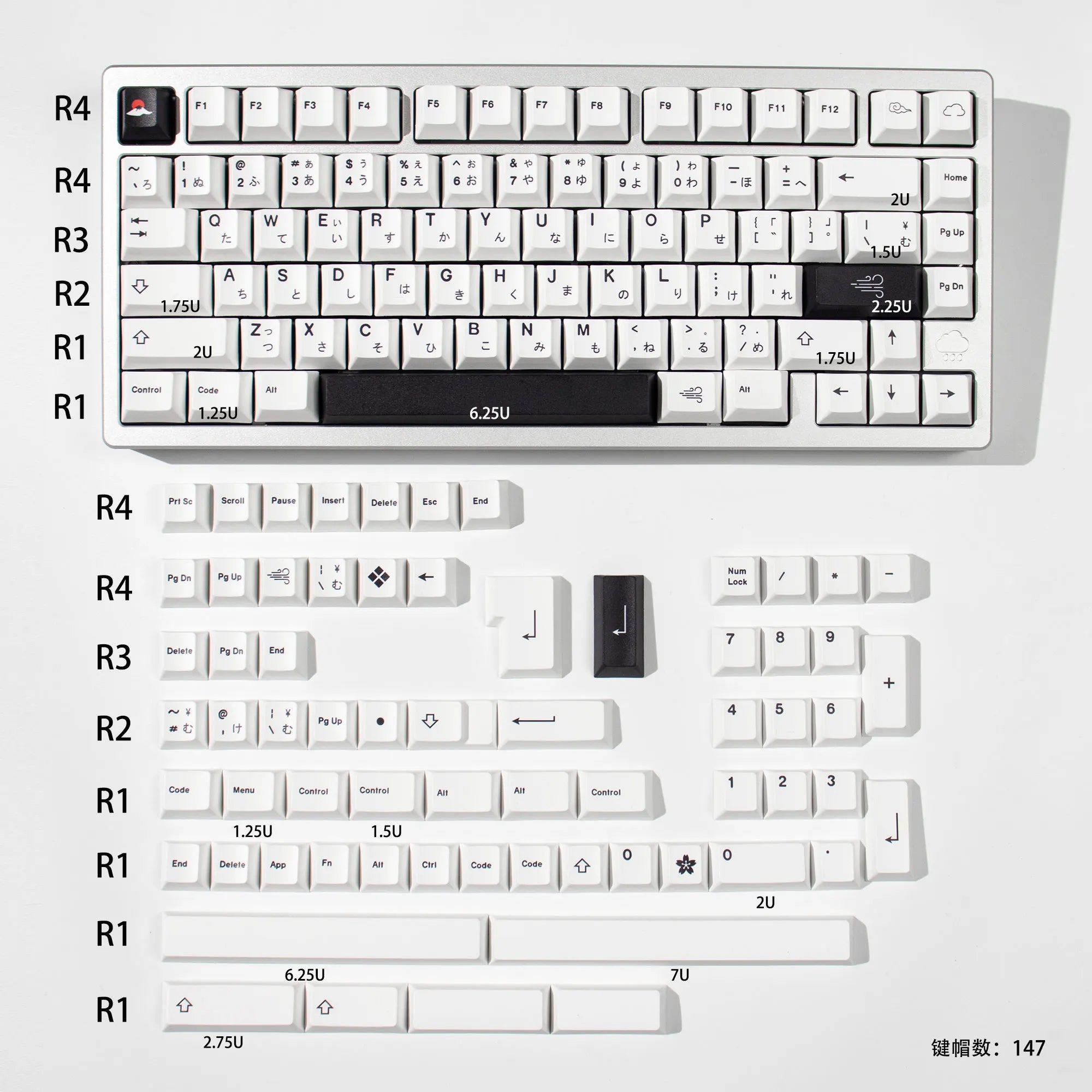 GMK Sushi TaiChi Large Set DYE-SUB PBT Keycap Japanese Custom Personality Cherry Profile Keycaps For Mechanical Keyboard  61/64