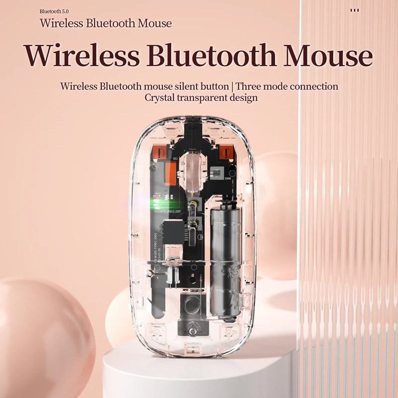 Xiaomi 2400DPI Bluetooth Wireless Mouse Full Transparent Cool Silent Dual Mode 2.4G500Ah Rechargeable Ergonomic Universal