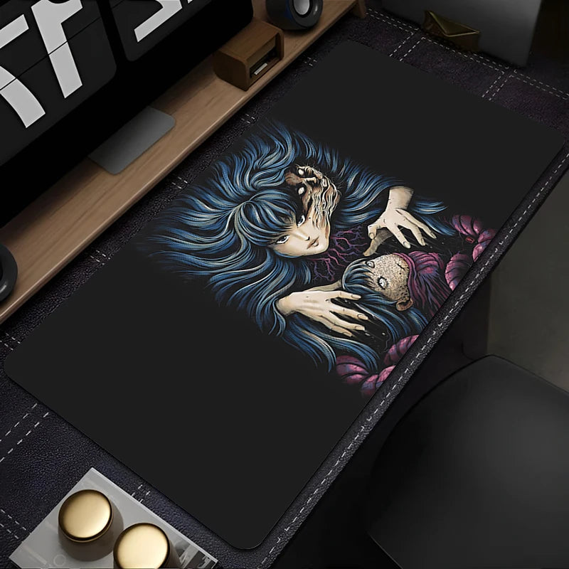 Gaming Accessories Mousepad Junji Ito Tees Horror HD Printed Anime Mouse Pad Office Pc Cabinet Desk Mat Extended Keyboard Carpet