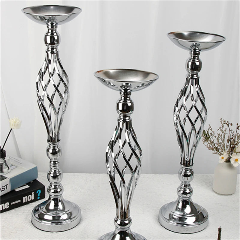 Flowers Metal Candle Holders Wedding Centerpiece Flowers Vases Flower Candlestick Table Metal Stand Valentine Party Decoration