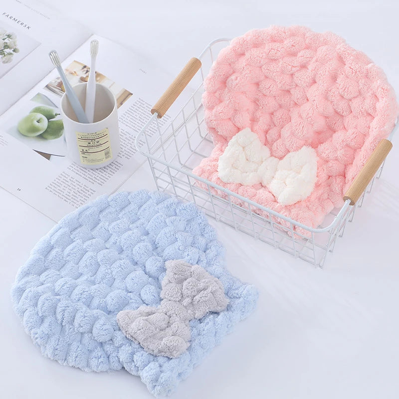 Magic Microfiber Hair Drying Towel Super Absorbent Hair Dry Wrap With Button Soft Bath Shower Cap Lady Turban Head