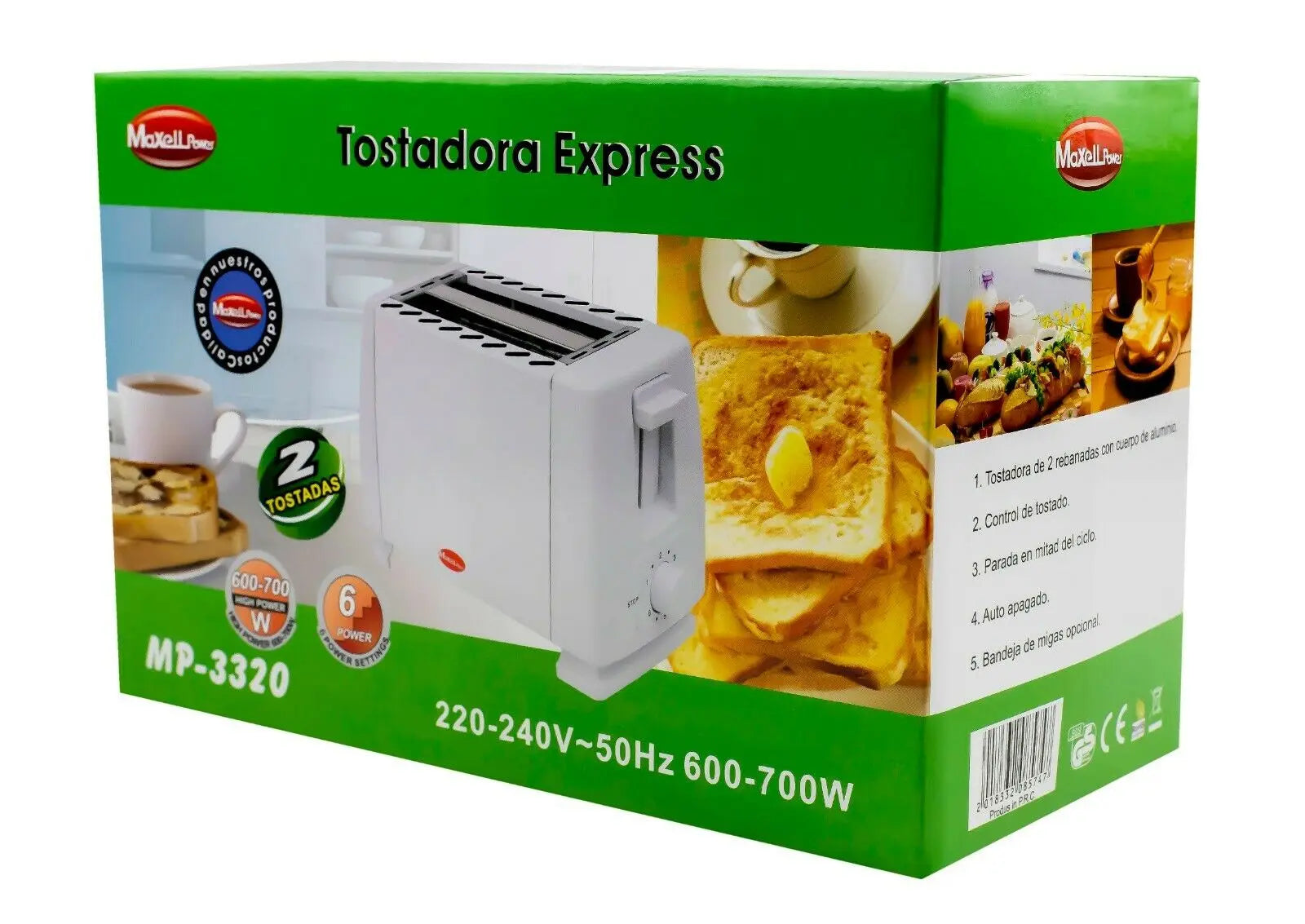 700W Electric Bread Toaster, 2-Slice